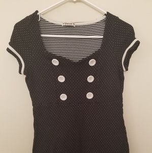 Blue top with polka white dots by forever 21 Large